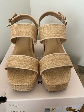 LC Lauren Conrad Tan Woven Platform Sandals
